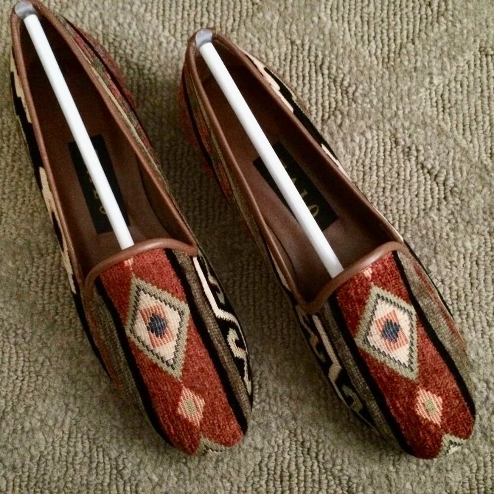 Zalo Gentry Cheyenne Aztec Multi-fabric Lip Brown Flat Stitched Tribes Slip on